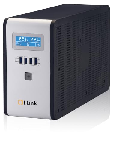 L-Link USV 2000 VA Interactive System-Netzteil mit LCD-Display, Schwarz von L-Link