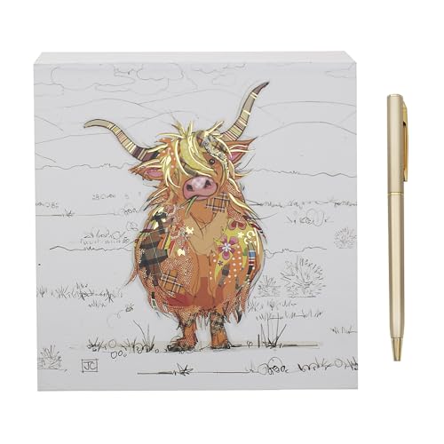L & P Home & Gifts Lesser & Pavey Funky Art Notizblock, künstlerischer quadratischer Notizblock für Büro, Zuhause oder Schule, Notizblock mit schönen Designs, Highland Hamish von L & P Home & Gifts