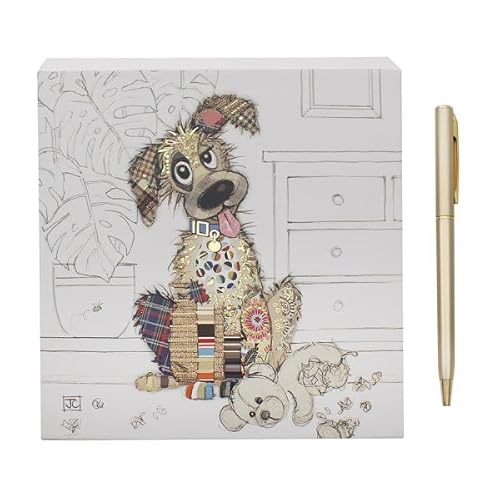 L & P Home & Gifts Lesser & Pavey Funky Art Notizblock, künstlerischer quadratischer Notizblock für Büro, Zuhause oder Schule, Notizblock mit schönen Designs, Murphy Mutt von L & P Home & Gifts