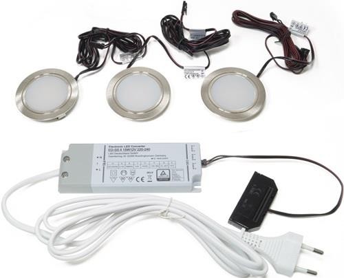 L&s 3-er Set Einbauleuchte Chip Warmweiß 12 V 12 W Rahmenfarbe Edelstahloptik L&s 3-er Set Einbauleuchte Chip Warmweiß 12 V 12 W Rahmenfarbe Edelstahloptik von L&s