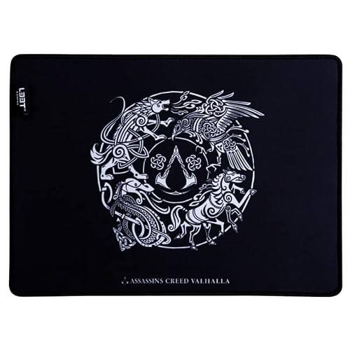 L33T Assassin Creed Valhalla Design Gaming Mauspad (S) 270 x 215 x 3 mm, rutschfeste Unterseite für mehr Stabilität, hochwertige Textiloberfläche, vernähten Kanten, Gute Gleiteigenschaften, schwarz von L33T