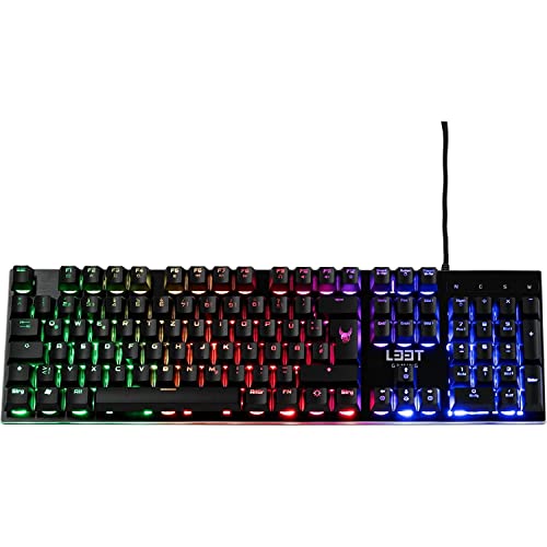 L33T Oseberg halbmechanische Gaming Tastatur (PC Gaming Keyboard, RGB Beleuchtung, QWERTZ DE Layout, 25 Anti-Ghosting-Tasten, 12 Medientasten, Aluminium-Oberfläche, USB) von L33T Gaming