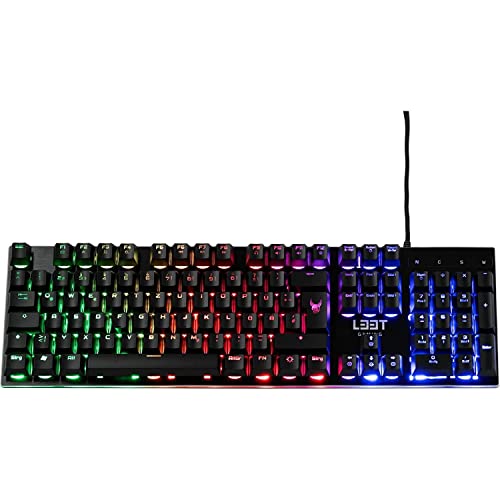 L33T Oseberg halbmechanische Gaming Tastatur (PC Gaming Keyboard, RGB Beleuchtung, QWERTZ DE Layout, 25 Anti-Ghosting-Tasten, 12 Medientasten, Aluminium-Oberfläche, USB) von L33T