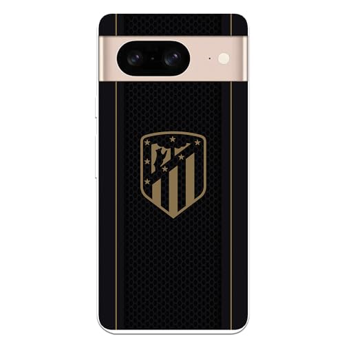 Atletico Madrid Escudo Google Pixel 8 Hülle Gold Schwarz Tansparent Schutz für Ihr Handy Schutzhülle aus weichem Silikon mit offizieller Lizenz von Madrid Athletic von LA CASA DE LAS CARCASAS