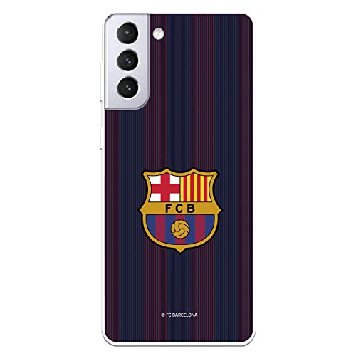 FC Barcelona Rayas Blaugrana Schutzhülle für Samsung Galaxy S21 Plus, Schutzhülle aus flexiblem Silikon, offizielles FC Barcelona-Lizenz von LA CASA DE LAS CARCASAS
