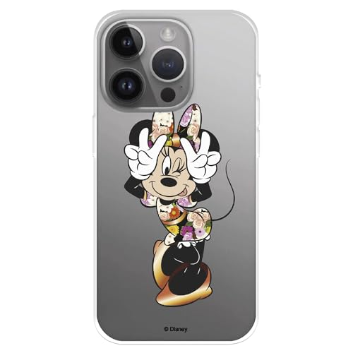 Hülle Kompatibel mit iPhone 15 Pro MAX Offizielle Disney Minnie Posing zum Schutz Ihres Mobiltelefons, Transparente Silikonhülle mit offiziell lizenzierten Disney Classics von LA CASA DE LAS CARCASAS
