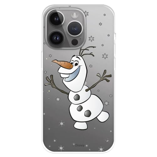 Hülle Kompatibel mit iPhone 15 Pro MAX Offizielle Disney Olaf Transparent zum Schutz Ihres Mobiltelefons, Transparente Flexible Silikonhülle mit Offiziell Lizenziertem Frozen von LA CASA DE LAS CARCASAS