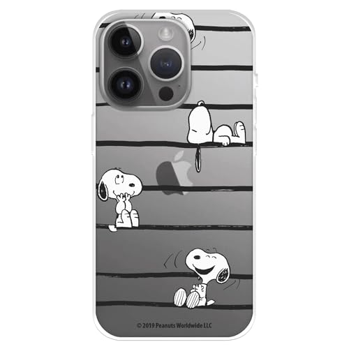 Hülle Kompatibel mit iPhone 15 Pro MAX Offizielle Peanuts Snoopy Streifen zum Schutz Ihres Mobiltelefons, Transparente Silikon Flexible Hülle mit offizieller Snoopy Lizenz von LA CASA DE LAS CARCASAS