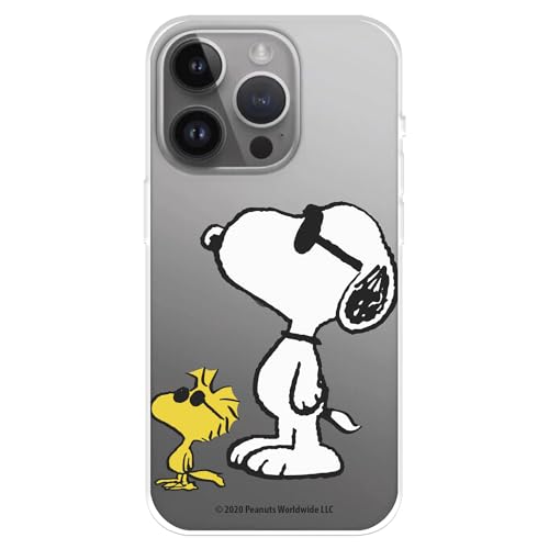 Hülle Kompatibel mit iPhone 15 Pro MAX Offizielle Peanuts Woodstock und Snoopy Posado zum Schutz Ihres Mobiltelefons, Transparente Silikonhülle mit offizieller Snoopy Lizenz von LA CASA DE LAS CARCASAS