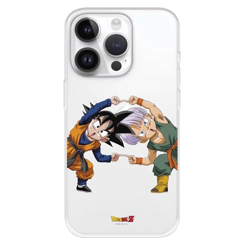 Hülle Kompatibel mit iPhone 15 Pro Offizielle Dragon Ball Goten and Trunks Fusion zum Schutz Ihres Mobiltelefons, Transparente Flexible Silikonhülle mit offizieller Dragon Ball Lizenz von LA CASA DE LAS CARCASAS