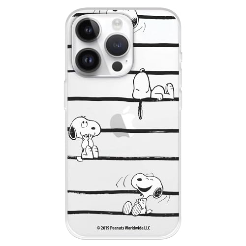Hülle Kompatibel mit iPhone 15 Pro Offizielle Peanuts Snoopy Streifen zum Schutz Ihres Mobiltelefons, Transparente Flexible Silikonhülle mit offizieller Snoopy Lizenz von LA CASA DE LAS CARCASAS