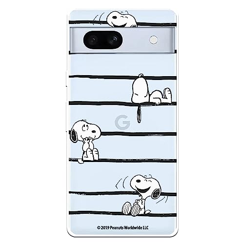Schutzhülle für Google Pixel 7A Offizielle Peanuts Snoopy Streifen zum Schutz Ihres Handys, transparente flexible Silikonhülle mit offizieller Lizenz von Snoopy von LA CASA DE LAS CARCASAS