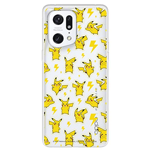 Schutzhülle für OPPO Find X5 Pro Offizielles Pokemon Pikachu Muster zum Schutz Ihres Handys. Schutzhülle für OPPO aus flexiblem Silikon mit offizieller Lizenz von Pokémon von LA CASA DE LAS CARCASAS