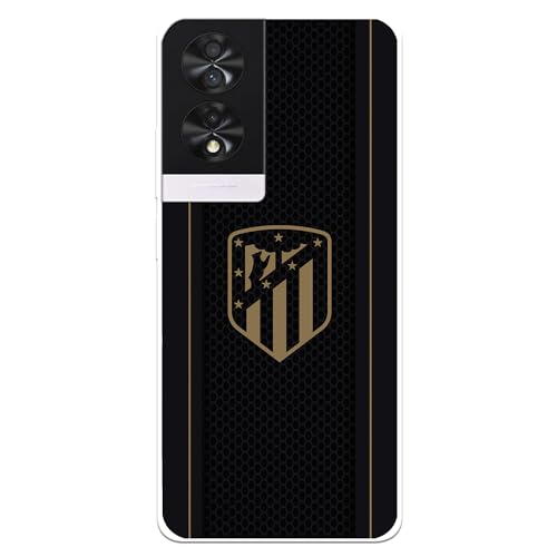 Schutzhülle für TCL 40 NXTPAPER von Atlético de Madrid, goldenes Wappen, schwarzer Hintergrund, transparent zum Schutz Ihres Handys. Flexible Silikonschicht mit offizieller Lizenz von LA CASA DE LAS CARCASAS