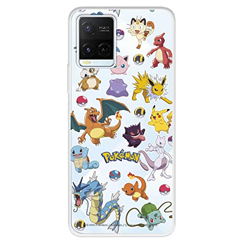 Schutzhülle für Vivo Y21S - Y33s - Y21 Offizielles Pokémon, Sticker Pokémon und Pokéball zum Schutz Ihres Handys, flexibles Silikon, offizielles Lizenzprodukt von Pokémon von LA CASA DE LAS CARCASAS