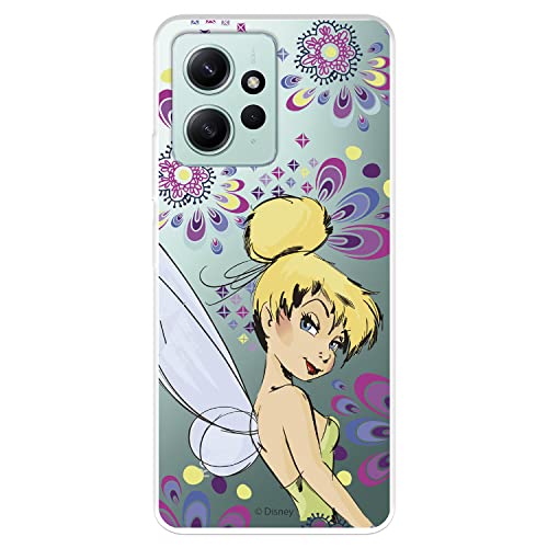 Schutzhülle für Xiaomi Redmi Note 12 4G, offizielles Disney-Glöckchen, Blumen, zum Schutz Ihres Handys, transparent, flexibel, mit offizieller Lizenz von Peter Pan von LA CASA DE LAS CARCASAS