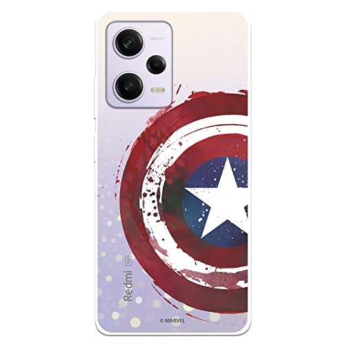 Schutzhülle für Xiaomi Redmi Note 12 Pro 5G, offizielles Marvel Captain America, Schild zum Schutz Ihres Mobiltelefons, transparente Silikonhülle, flexibel, mit offizieller Marvel-Lizenz von LA CASA DE LAS CARCASAS