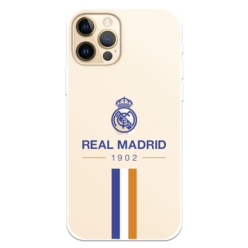Schutzhülle für iPhone 12, iPhone 12 Pro, Real Madrid 1902, transparent zum Schutz Ihres Handys, flexible Silikonschicht mit offizieller Lizenz von Real Madrid von LA CASA DE LAS CARCASAS
