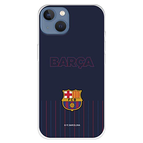 Schutzhülle für iPhone 13, FC Barcelona, blauer Hintergrund, zum Schutz Ihres Handys, flexible Silikonhülle mit offizieller Lizenz FC Barcelona von LA CASA DE LAS CARCASAS