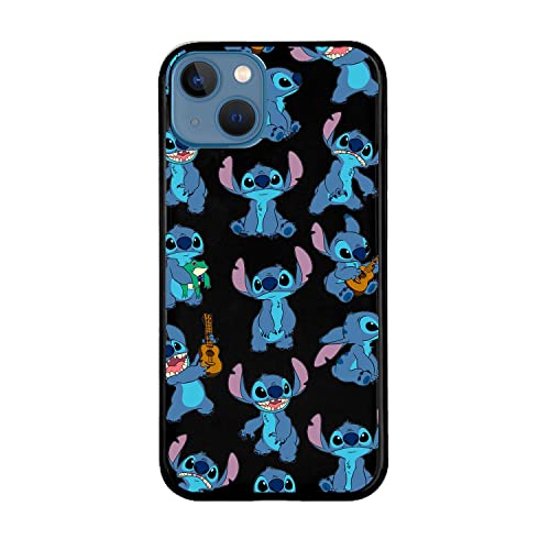 Schutzhülle für iPhone 13, offizielles Lilo & Stitch-Muster, Silikon, Schwarz, zum Schutz Ihres Handys. Wählen Sie die Art der Hülle, die Sie am besten mögen, mit offizieller Disney-Lizenz von LA CASA DE LAS CARCASAS