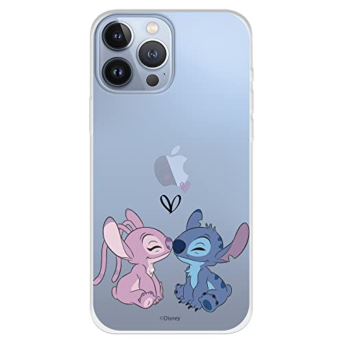 Offizielle Lilo & Stitch Schutzhülle für iPhone 13 Pro Max, Angel & Stitch Kuss zum Schutz Ihres Handys, flexible Silikonhülle, offizielles Disney-Lizenzprodukt von LA CASA DE LAS CARCASAS