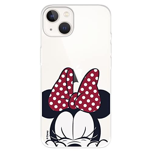 Schutzhülle für iPhone 14, offizielles Disney, Minnie Gesicht, um Ihr Handy zu schützen, flexible Silikonhülle mit offizieller Lizenz von Disney von LA CASA DE LAS CARCASAS