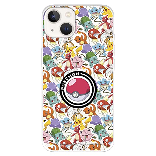 Schutzhülle für iPhone 14, offizielles Pokémon, Sticker-Pokéball-Muster zum Schutz Ihres Handys, flexibles Silikon, offizielles Lizenzprodukt von Pokémon von LA CASA DE LAS CARCASAS