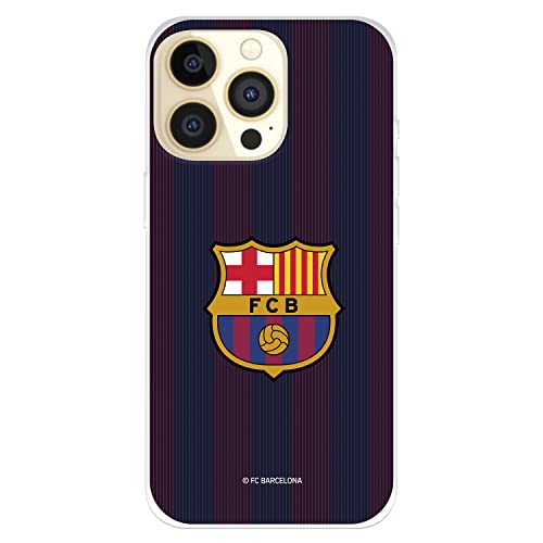 Schutzhülle für iPhone 14 Pro FC Barcelona Rayas Blaugrana zum Schutz Ihres Handys, flexibles Silikon, offizielle Lizenz FC Barcelona von LA CASA DE LAS CARCASAS