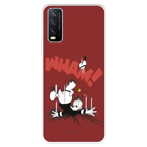 Schutzhülle für iPhone 15, offizielle Disney-Klassiker, Donald-Ente, roter Hintergrund, transparent, zum Schutz Ihres Handys, flexible Silikonhülle, offiziell lizenziert von Disney von LA CASA DE LAS CARCASAS