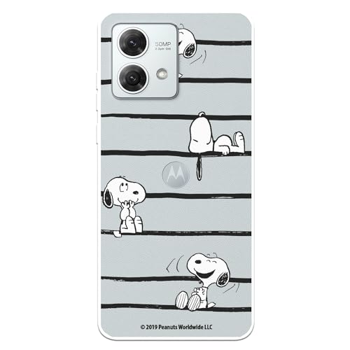 Schutzhülle kompatibel mit Motorola Moto G84 5G Offizielle Peanuts Snoopy Streifen zum Schutz Ihres Handys, transparente Silikonhülle, flexibel, offizielle Lizenz von Snoopy von LA CASA DE LAS CARCASAS