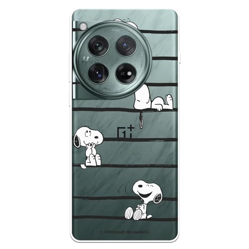 Schutzhülle kompatibel mit OnePlus 12, offizielle Peanuts Snoopy Streifen zum Schutz Ihres Handys. Transparente Silikonhülle, flexibel, mit offizieller Snoopy-Lizenz von LA CASA DE LAS CARCASAS