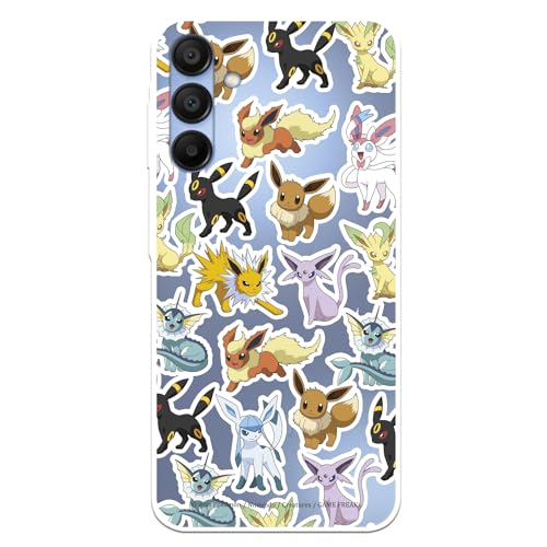 Schutzhülle kompatibel mit Samsung Galaxy A15 5G Offizielle Pokémon Eevee Evolutions Schutzhülle zum Schutz Ihres Handys, transparente Silikonhülle, flexibel, offizielles Lizenzprodukt von Pokémon von LA CASA DE LAS CARCASAS