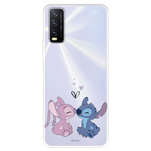 Schutzhülle kompatibel mit Vivo Y20, offizieller Disney Angel & Stitch Beso zum Schutz Ihres Mobiltelefons, transparente Silikonhülle, mit offizieller Lizenz von Lilo & Stitch von LA CASA DE LAS CARCASAS