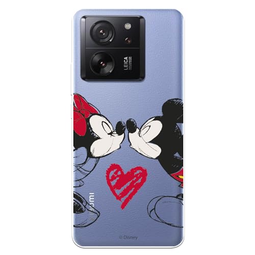 Schutzhülle kompatibel mit Xiaomi 13T- Xiaomi 13T Pro, offizielle Disney Mickey und Minnie Kuss, zum Schutz Ihres Handys, transparente Silikonhülle, flexibel, offiziell lizenziert von von LA CASA DE LAS CARCASAS