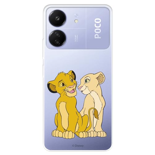 Schutzhülle kompatibel mit Xiaomi Redmi 13C, Poco C65, offizielles Disney-Simba und Nala zum Schutz Ihres Handys. Flexible transparente Silikonhülle mit offizieller Lizenz des König der Löwen von LA CASA DE LAS CARCASAS