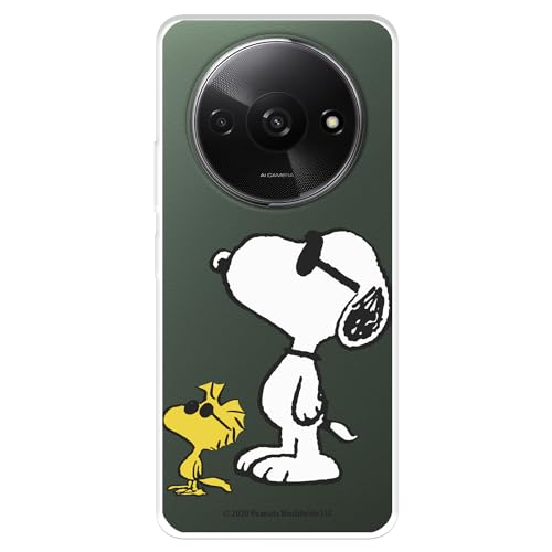 Schutzhülle kompatibel mit Xiaomi Redmi A3, offiziell von Peanuts Woodstock und Snoopy Posado, um Ihr Handy zu schützen, flexible transparente Silikonhülle mit offizieller Snoopy-Lizenz von LA CASA DE LAS CARCASAS