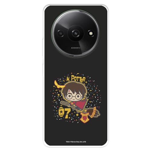Schutzhülle kompatibel mit Xiaomi Redmi A3, offizielles Harry Potter-Design, schwarzer Hintergrund, um Ihr Handy zu schützen, transparente Silikonhülle, flexibel, mit offizieller Harry Potter-Lizenz von LA CASA DE LAS CARCASAS