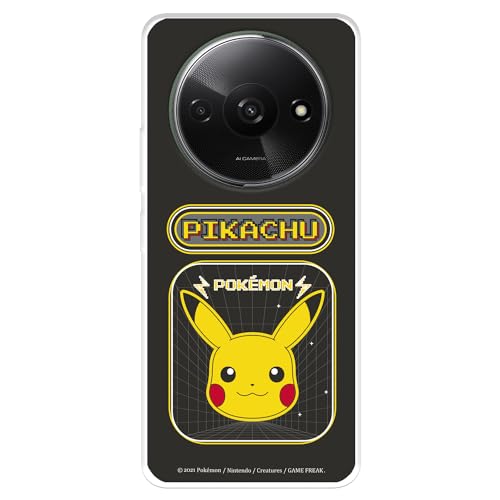 Schutzhülle kompatibel mit Xiaomi Redmi A3, offizielles Pokémon-Pikachu Videospiel, um Ihr Handy zu schützen, flexible transparente Silikonhülle mit offizieller Pokémon-Lizenz von LA CASA DE LAS CARCASAS