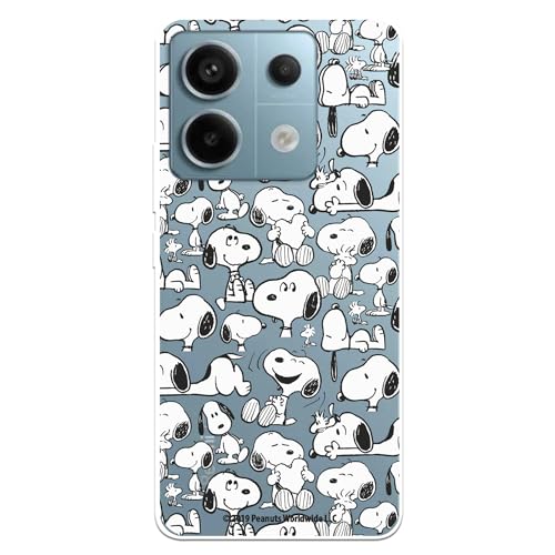 Schutzhülle kompatibel mit Xiaomi Redmi Note 13 5G, offizielle Peanuts Snoopy-Silhouetten, um Ihr Handy zu schützen. Flexible transparente Silikonhülle mit offizieller Snoopy-Lizenz von LA CASA DE LAS CARCASAS