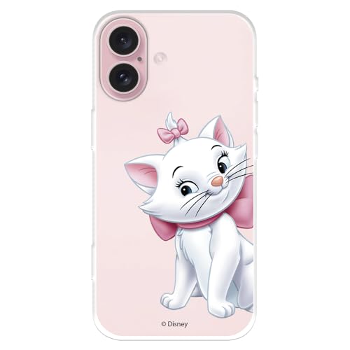 Schutzhülle kompatibel mit iPhone 16, offizielle Disney Marie Schutzhülle zum Schutz Ihres Handys, transparent, flexibel, mit offizieller Lizenz von Aristocats von LA CASA DE LAS CARCASAS