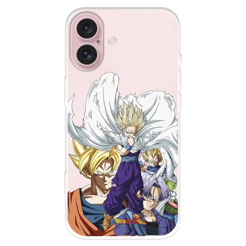 Schutzhülle kompatibel mit iPhone 16, offizielles Dragon Ball Warriors Saiyans zum Schutz Ihres Mobiltelefons, transparente Silikonhülle, mit offizieller Lizenz von Dragon Ball von LA CASA DE LAS CARCASAS