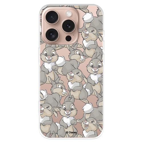 Schutzhülle kompatibel mit iPhone 16 Pro, offizielle Disney-Trommelmuster, zum Schutz Ihres Handys. Transparente Silikonhülle, flexibel, mit offizieller Lizenz von Bambi von LA CASA DE LAS CARCASAS