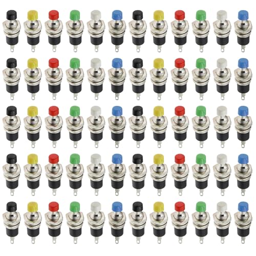 Druckknopfschalter, ‌60pcs momomentare Druckknopf PBS-110 7mm Mikroschalter 125 V/250 V 2-polige Schalter für Auto/Boote/Elektronik (robustes Design) ‌ von LAANCOO