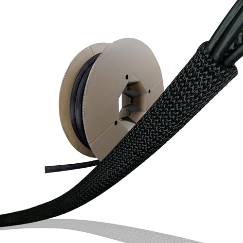 LABEL THE CABLE Flexibler Robuster Kabelkanal - Selbstschließender Zuschneidbarer Kabelschlauch für das Perfekte Kabelmanagement - LTC Cable Tube (Schwarz, ∅ 10 mm, 25 m) von LABEL THE CABLE