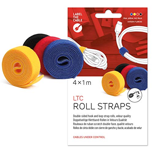 LABEL THE CABLE® 4x1m Klettband beidseitig bunt, Klett Kabelbinder wiederverschließbar, doppelseitig, zum Bündeln und Markieren von Kabeln, für das Perfekte Kabelmanagement - Velours-Qualität LABEL THE CABLE® 4x1m Klettband beidseitig bunt, Klett Kabelbinder wiederverschließbar, doppelseitig, zum Bündeln und Markieren von Kabeln, für das Perfekte Kabelmanagement - Velours-Qualität von LABEL THE CABLE