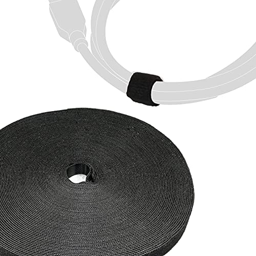 LABEL THE CABLE Klettbandrolle Doppelseitig - Kabelbinder aus Klettband für das Perfekte Kabelmanagement - Velours-Qualität - LTC ROLL Strap - 25 m x 16 mm - Schwarz - PRO 1210 von LABEL THE CABLE