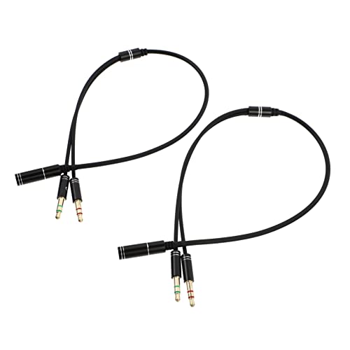 LABRIMP 2Stücke Audio Splitterkabel Y Adapter für Kopfhörer Mikrofon Kompatibel mit Laptop Smartphone Plattierter Schwarzes Design von LABRIMP
