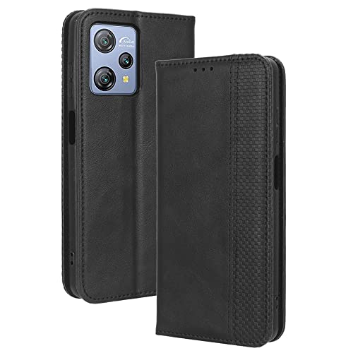 LACAE Kompatible für Blackview A53/ A53 Pro Handyhülle, PU Leder Flip Hülle für Handy mit Kartenfach Stand und Magnet Funktion als Brieftasche, schwarz von LACAE