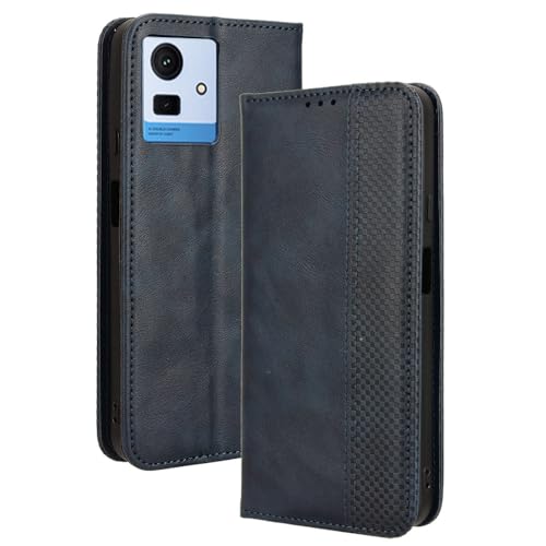 LACAE Kompatible für Cubot Note 50 Handyhülle, PU Leder Flip Hülle für Handy mit Kartenfach Stand und Magnet Funktion als Brieftasche, Blau von LACAE