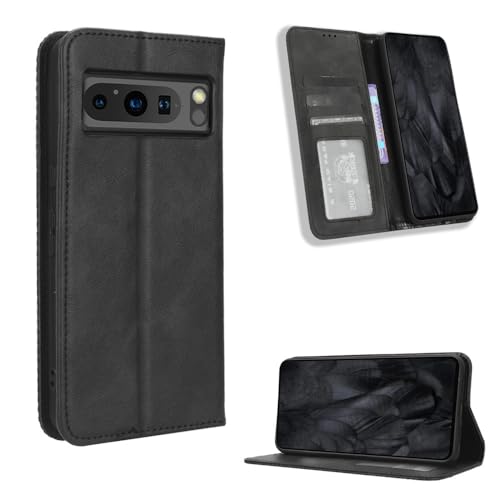 LACAE Kompatible für Google Pixel 8 Pro Handyhülle, PU Leder Flip Hülle für Handy mit Kartenfach Stand und Magnet Funktion als Brieftasche, schwarz LACAE Kompatible für Google Pixel 8 Pro Handyhülle, PU Leder Flip Hülle für Handy mit Kartenfach Stand und Magnet Funktion als Brieftasche, schwarz von LACAE